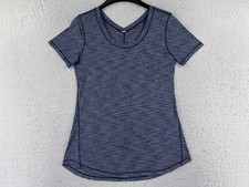 Lululemon Shirt Women 6 Blue Intensi-Tee Luon Light Short Sleeve Gym Workout