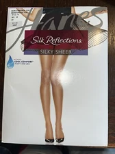 New Hanes Silk Reflections Silky Sheer Hosiery Sz CD JET Black NON  Control Top