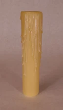 5" Tan Gold PolyBeesWax Chandelier Candelabra Candle Cover with DRIPS  CC903G