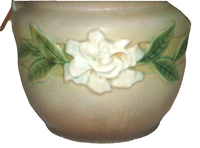 Kopen Vintage Roseville Gardenia Jardiniere 601-6 With Slag Glass Art Light - WORKS