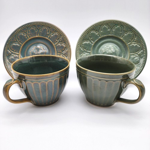 Coventry Stoneware Parthenon pattern green cups mugs saucers YOU CHOOSE