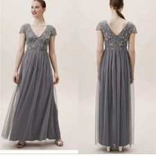 BHLDN Anthropologie Beaded Tulle Diaz Formal Maxi Dress 2