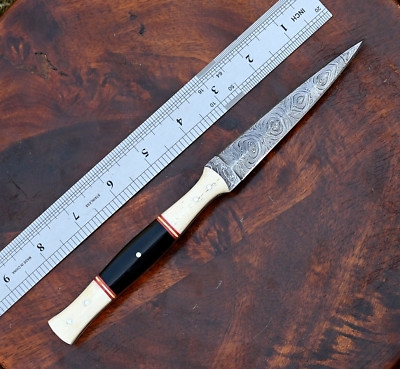 Custom HandMade Damascus Boot Knife Hunting Throwing -Hand Forged Damascus Steel