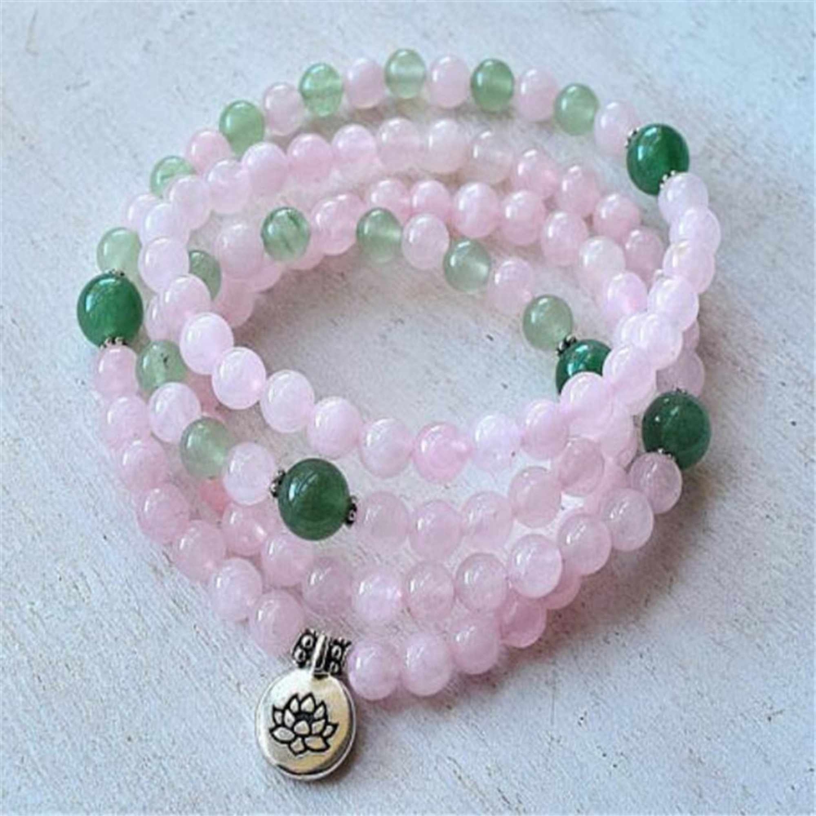 Yoga Bless yoga 6mm Natural Rose Quartz Pink 108 Mala bracelet Chain Prayer