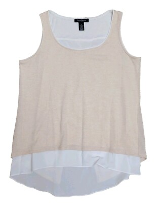 #ad #ad White House Black Market Tank Top Shirt Women#x27;s M Layered Split Back Sleeveless $5.25