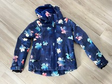  II OBERMEYER girls Teen Large 14/16 Navy Blue Floral Insulated Ski Jacket Coat