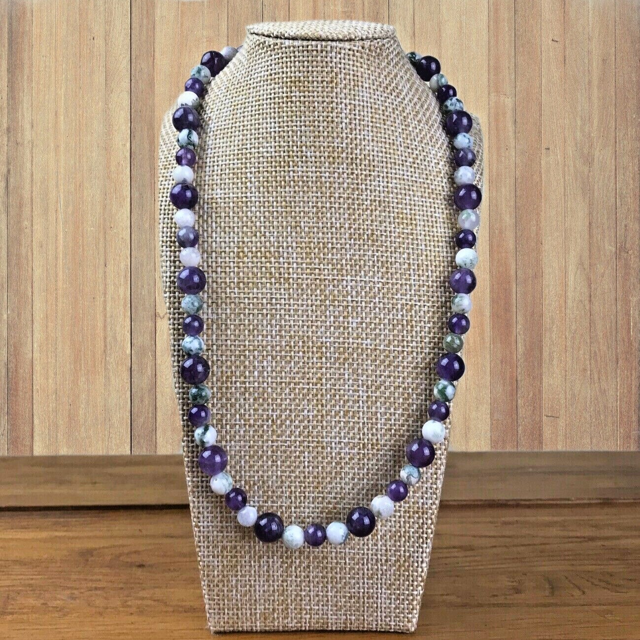 Collier en Améthyste Véritable et Agate Fine de Qualité Supérieure AA