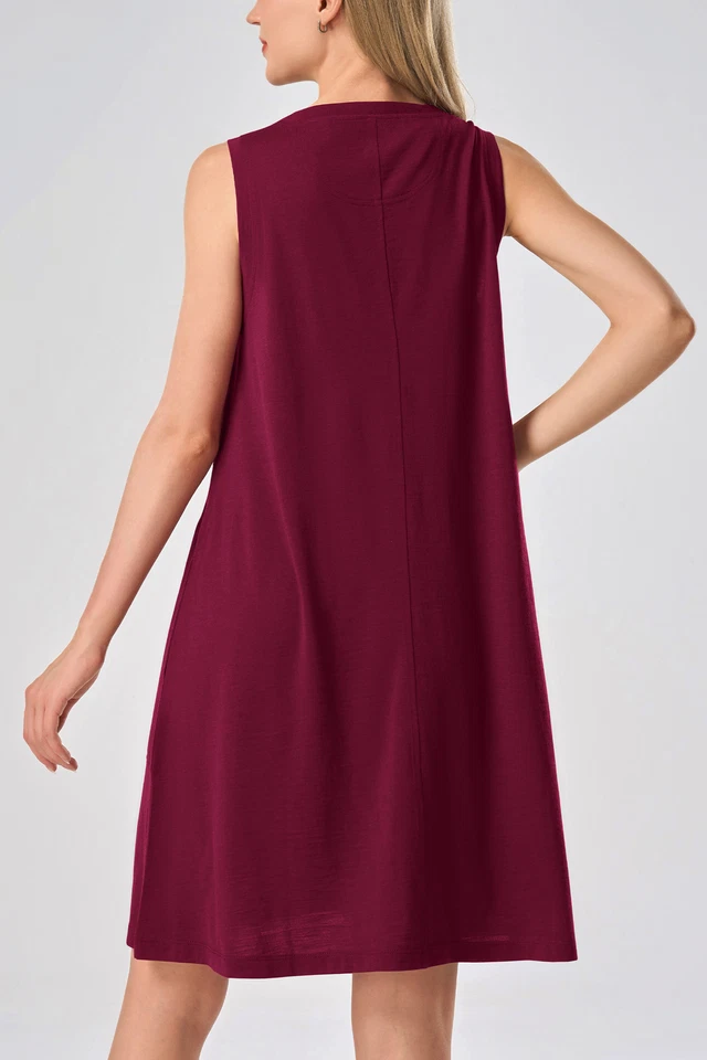 SIORO женщин шерсти мериноса ночная рубашка без рукавов Sleepwear колена платье для отдыха - Изображение 4 из 4