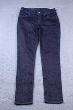 Chicos Platinum Jeans Womens 1 Mid Rise Straight Dark Wash Stretch Denim 32x27