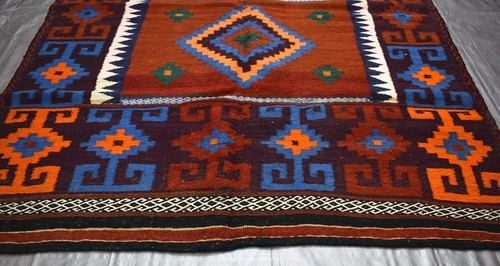 Square Hand Woven Afghan Kilim Area Rug 5x5 Vintage Persian Oriental Wool Carpet - Picture 9 of 12