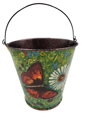 #ad #ad Tin FLOWER POWER Sand Bucket Pail Vintage 1970s For Soviet Kids $18.00