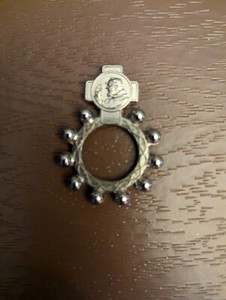 Padre Pio Silver Rosary Ring Unique