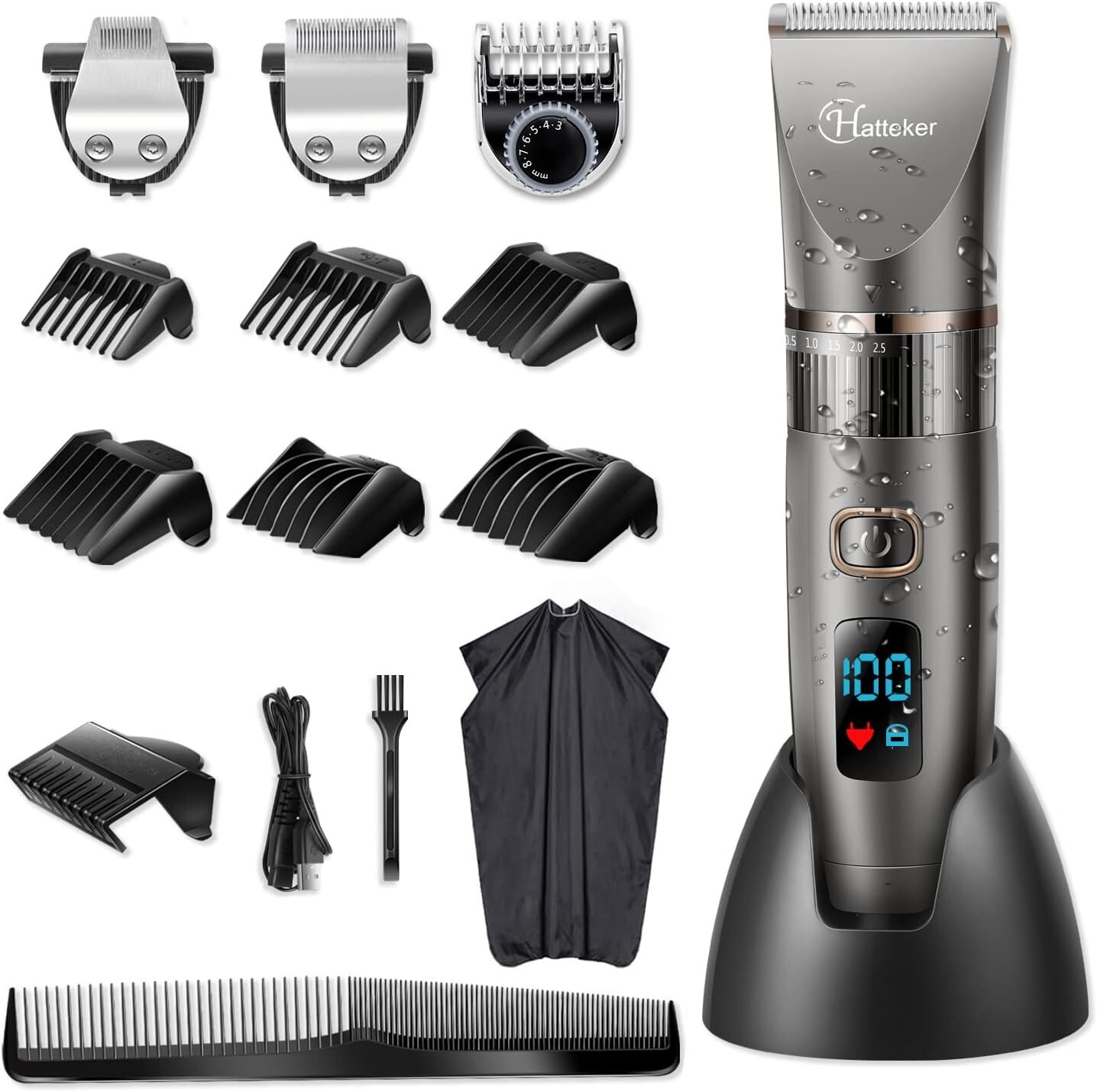 Tagliatrice Capelli Professionale T-Blade - Trimmer Barba USB LED