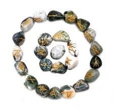 Tree Agate Runes Crystal Runes Set of 25 Engraved Rune Stones with Runes Book