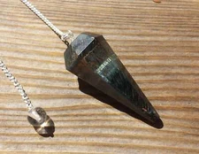 NATURAL BLUE TIGER EYE STONE GEMSTONE FACETED PENDULUM
