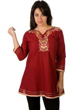 Cotton Kurti / Tunic with neckline embroidery work