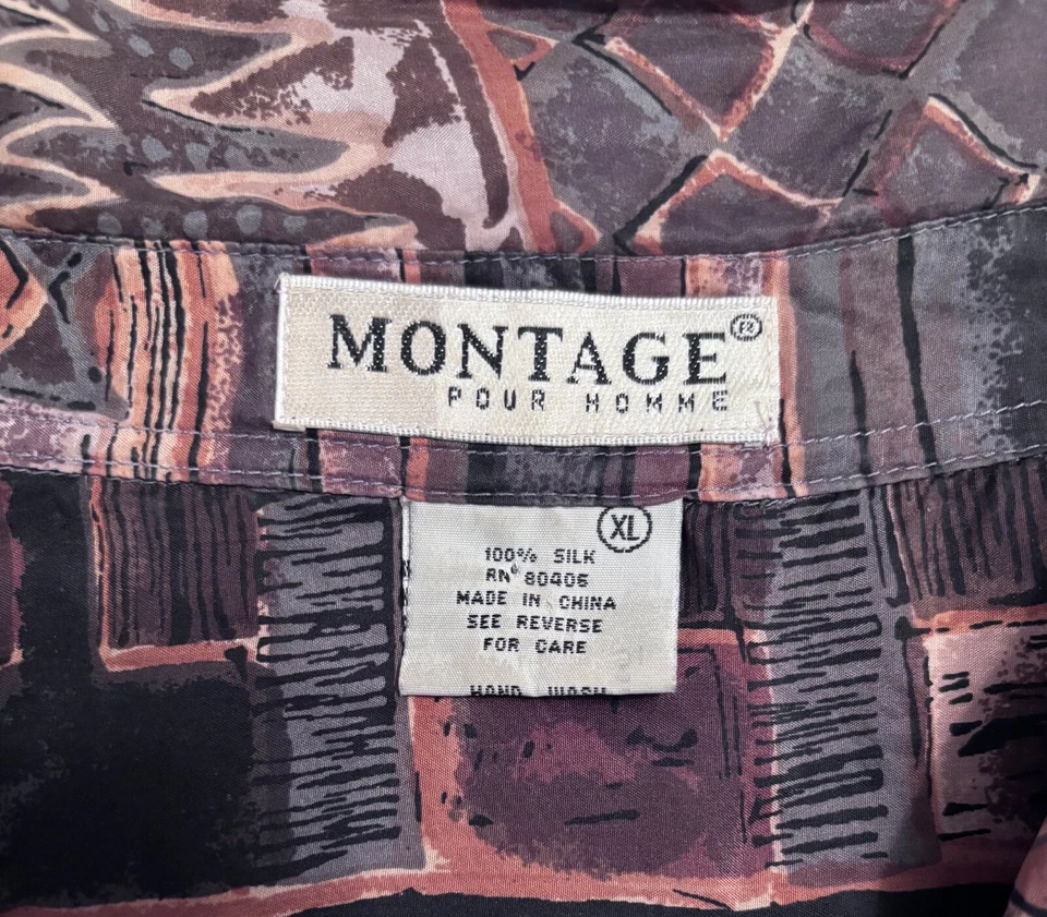 Montage Pour Homme 100%  Silk Button up pocket Shirt Men's XL - Image 3 of 3