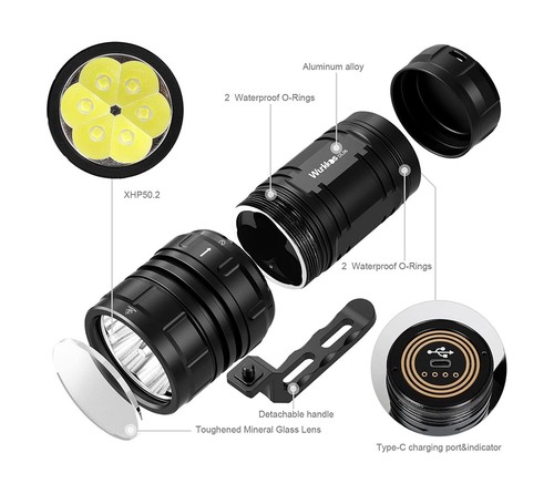 Wurkkos Diving Flashlight DL06 Max 15000 Lumen Scuba Dive Light, 100°Beam A - Picture 4 of 6