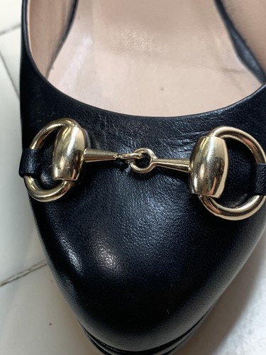 Horsebit Gucci Women's Shoes 408205, Size EU 35,5 US 5 Black Lambskin Leather - Picture 12 of 19