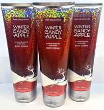 3 BATH  BODY WORKS WINTER CANDY APPLE 24 HOUR MOISTURE ULTRA SHEA BODY CREAM