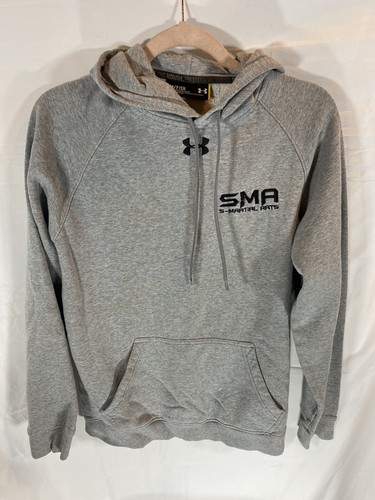 Under Armor Shirt Boys Small Gray Pullover S-Martial Arts Hooded Sweatshirt.