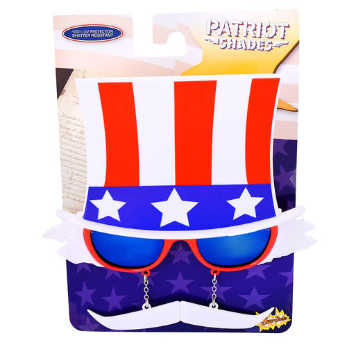 Sunglasses Sun-Staches Uncle Sam July 4th Independence UV400 One Size SG2765 - Picture 2 of 3