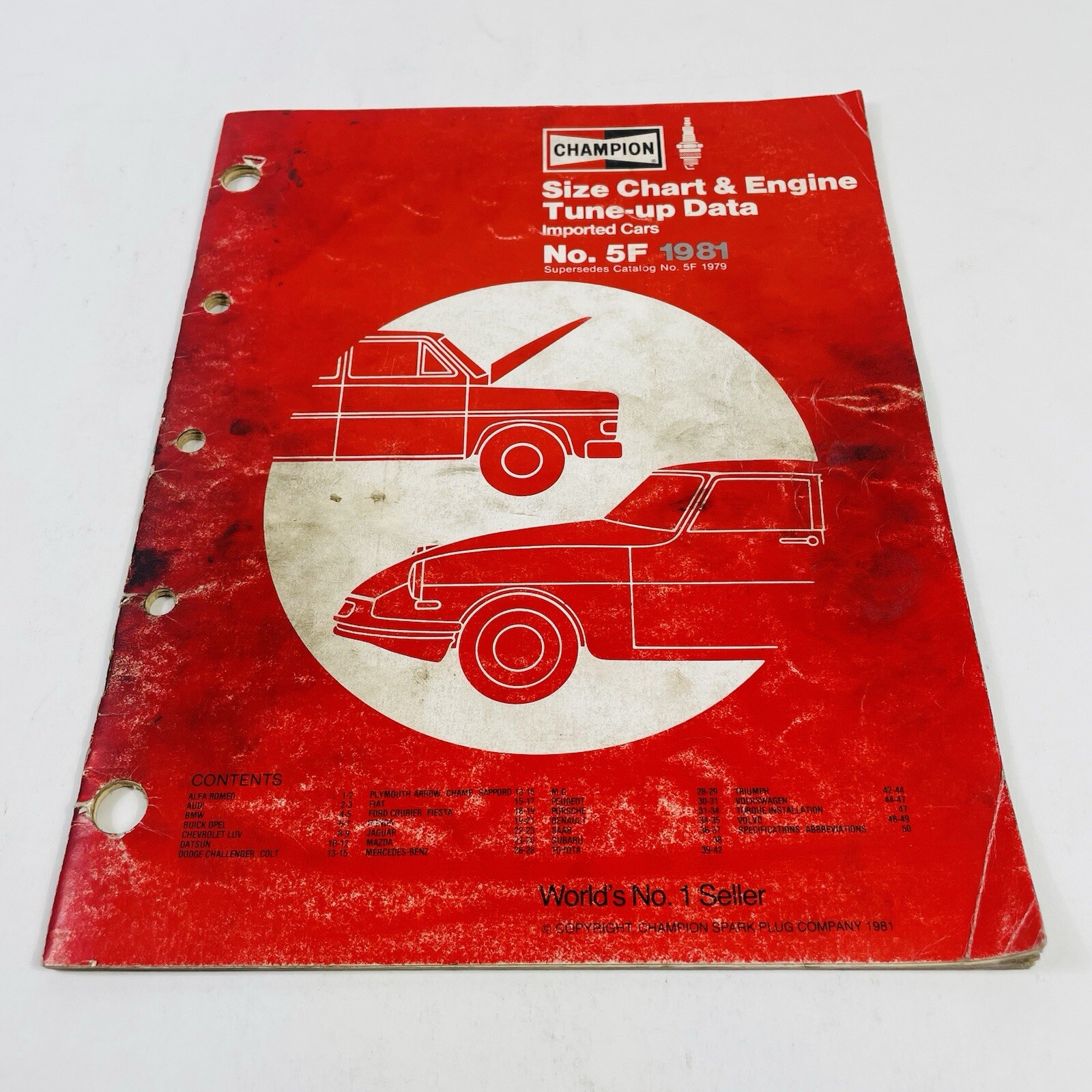 Vintage 1981 Champion Spark Plug Size Chart  Engine Tune-up Data imported cars