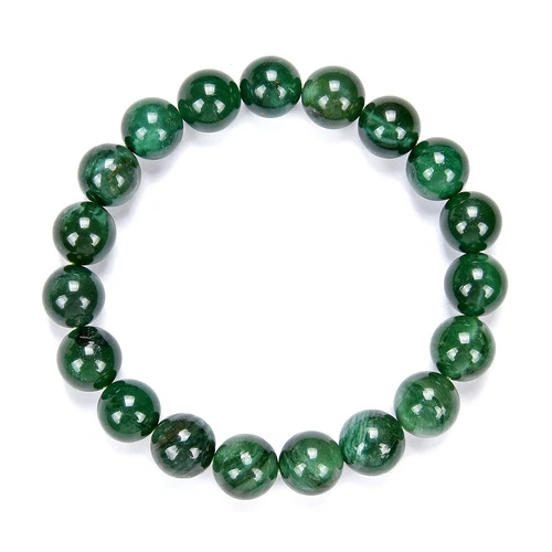 Natural Green Mica Muscovite in Fuchsite 8MM 10MM 7.5 inch Round Bracelet(S20) - Picture 2 of 3