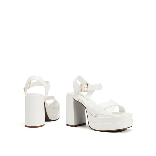 Women Heel Sandals Y2K Platform Chunky Block Ankle Strap Open Toe Party Sandals - Picture 12 of 30