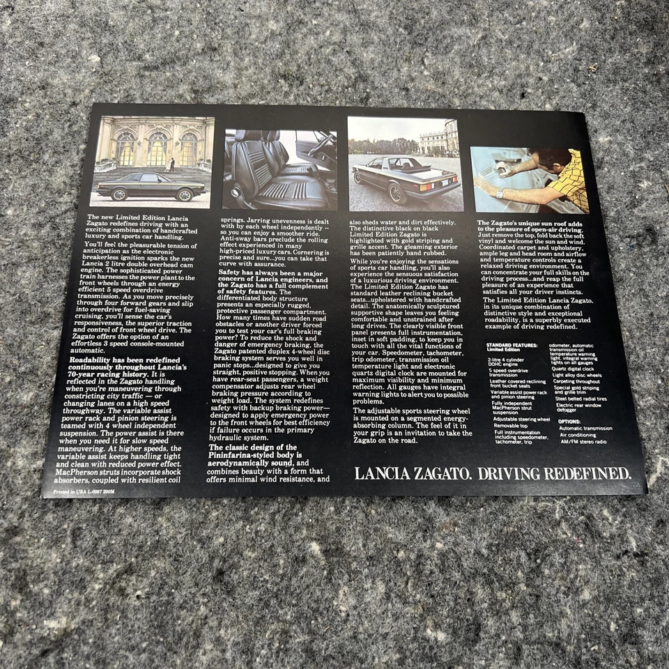 Tarjeta folleto de ventas original de 1 página edición limitada Lancia Zagato 1981 1980 Foto 2 de 2