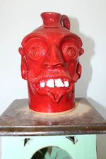 stanley ferguson face jug , pottery, folk art 10''x8''