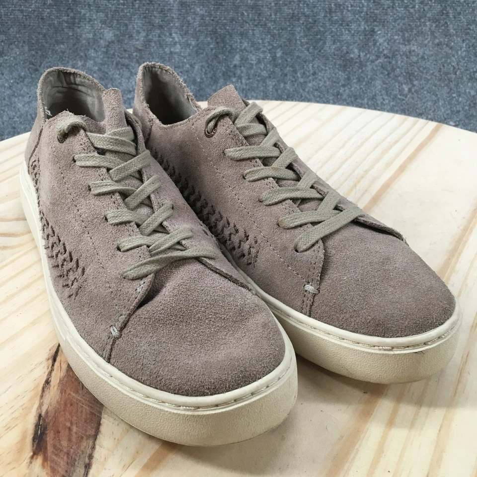 Toms Shoes Womens 9.5 Lenox Casual Sneakers Beige Suede Round Toe Lace Up - Image 3 of 4