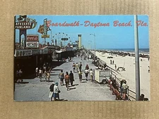 Postcard Daytona Beach FL Florida Boardwalk Satellite Funland Amusement Area