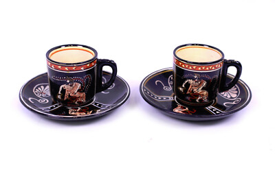 2 Gedecke Tasse Teller D. Vassilopoulos Keramik Griechisch Dinysos handmade