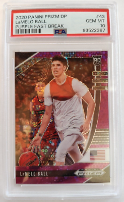 2020 Prizm Draft Picks Fast Break PURPLE /49 LaMelo Ball RC #43 