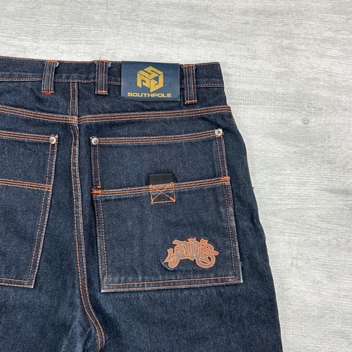 Vintage Southpole Jeans Mens 32 Blue Dark Denim Relaxed Baggy Skater Y2K Pockets - Picture 6 of 8