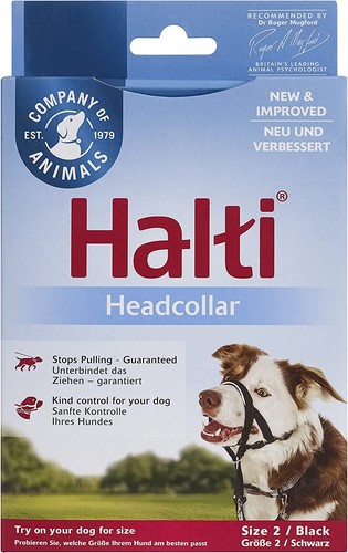 Halti Head Collar Dog Non Pull Training Stops Pulling Kindly Size 2 Black New