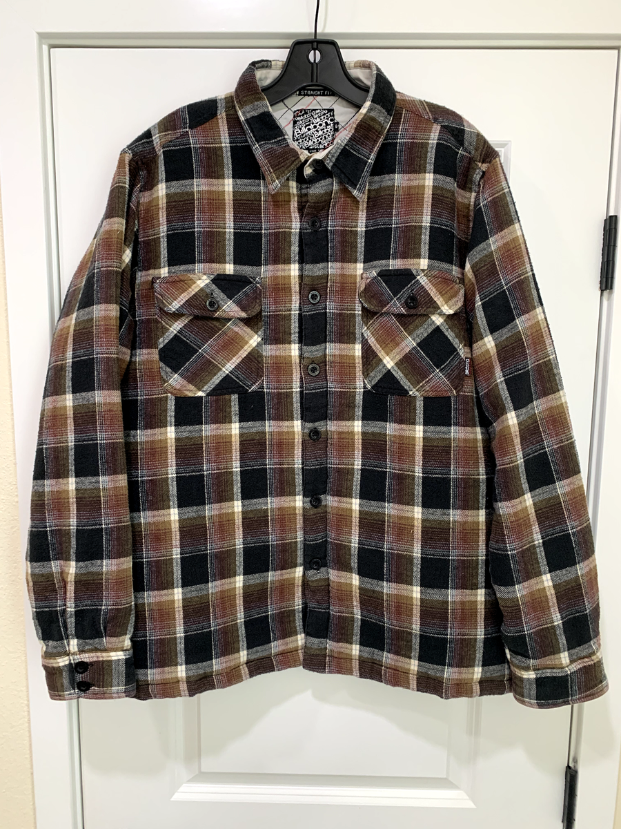 Billabong Shirt Mens L Flannel Brown Plaid Heavy Weight Outdoor