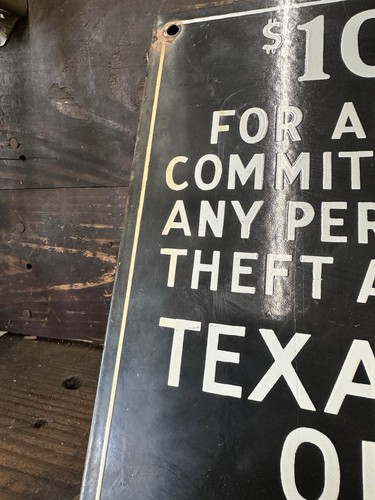 Rare Vintage $100 REWARD Oil & Gas Dallas TexaPorcelain Sign Texas Original Sign - Picture 4 of 7