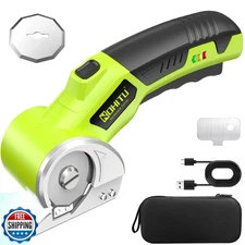 Cordless Electric Scissors: 4V Rechargeable Rotary Cardboard Cutter, 3000mAh 
