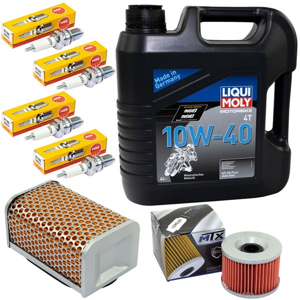 ÖL Set Wartung 4L FüR Kawasaki Z 400 Z 500 Z 550 Luftfilter ÖLfilter ZüNdkerzen-image