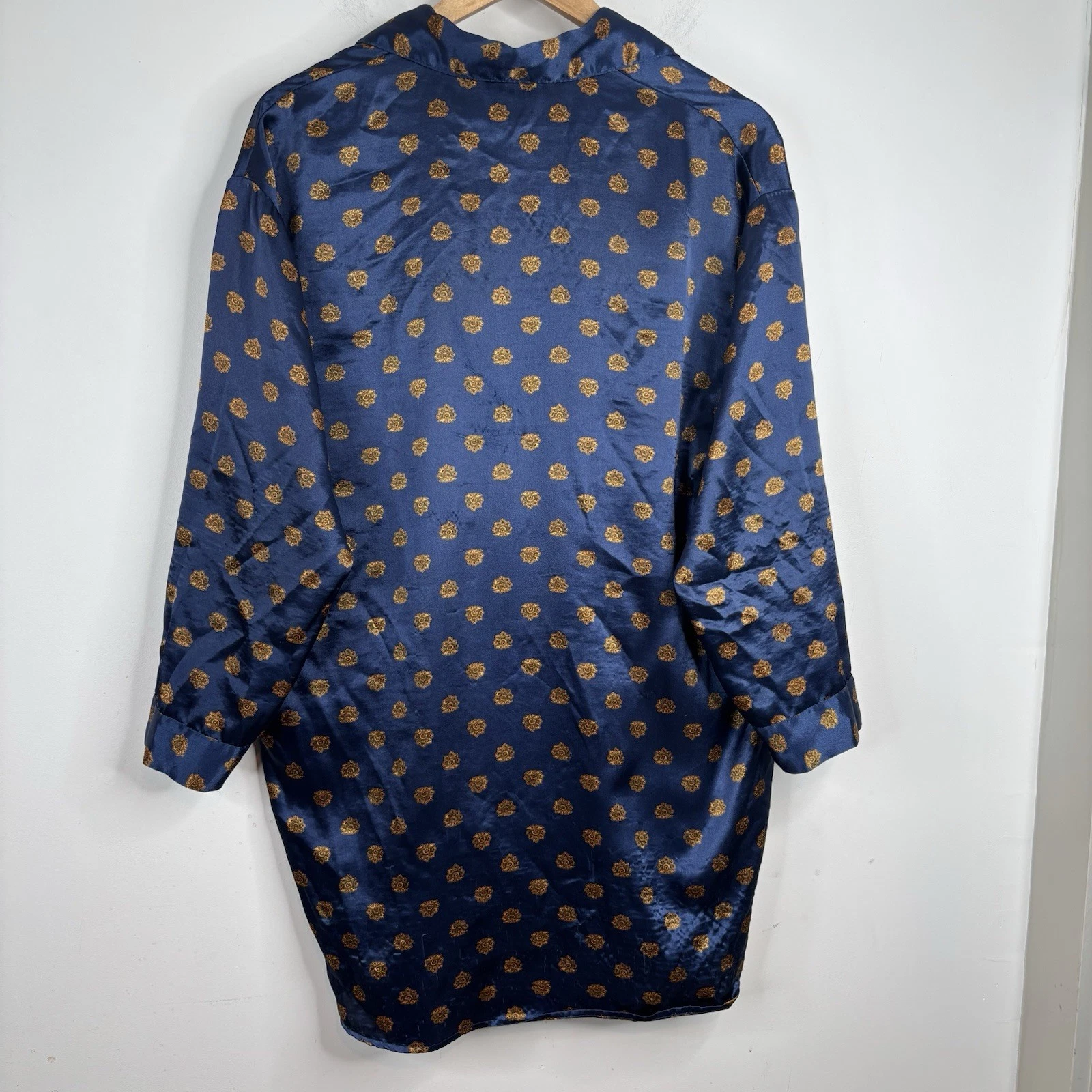 UNDERCOVER Camicia da notte vintage Victorias Secret S etichetta oro blu navy reggenza camicia abito lingerie