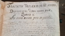 Manoscritto trattato tractatus theologicus de pmo hominae natura uomo 1700