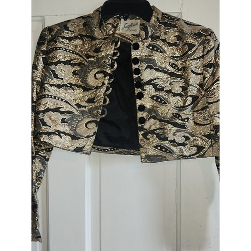 Jonny Herbert 1950's CROPPED METALLIC BROCADE JACKET - Picture 2 of 11
