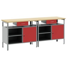 Set banco da lavoro 2 pcs Rosso e Grigio 200 x 55 x 85 cm