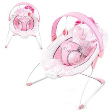 Baby Bouncer with Music, Portable Infant Bouncer for 0 Pink Bow Baby Bouncer