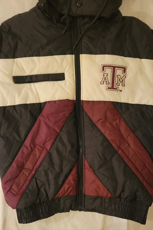 Vintage Texas A&M Aggies puffer Jacket Pro Player Sz S/P 90s Detach hood READ - Image 4 of 4