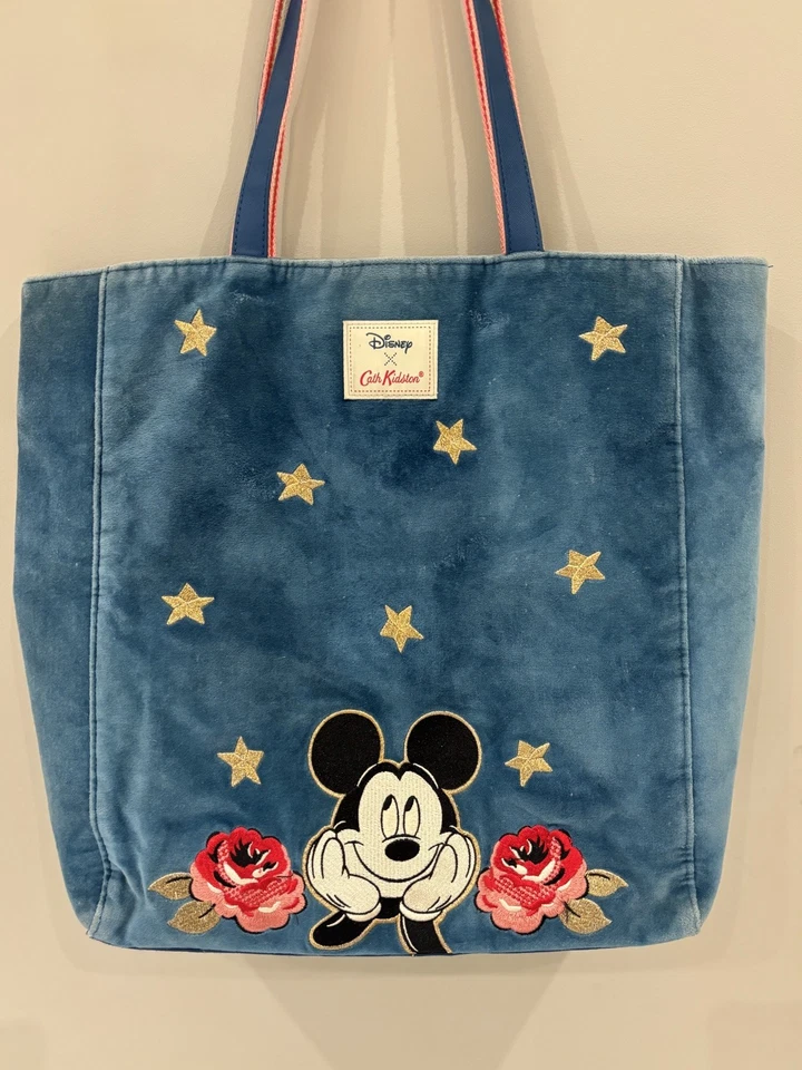 Cath Kidston x Disney Mickey Mouse Blue Velvet Tote Bag Shoulder Handbag V.RARE - Image 2 of 4