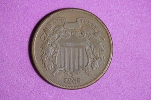 Estate Find 1865 - Shield Two Cents!!!  #K58709