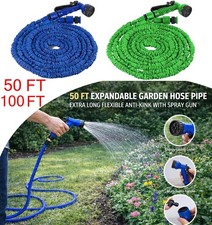 100FT 50FT Expandable Garden Hose Pipe Extra Long Flexible Anti-Kink Spray Gun